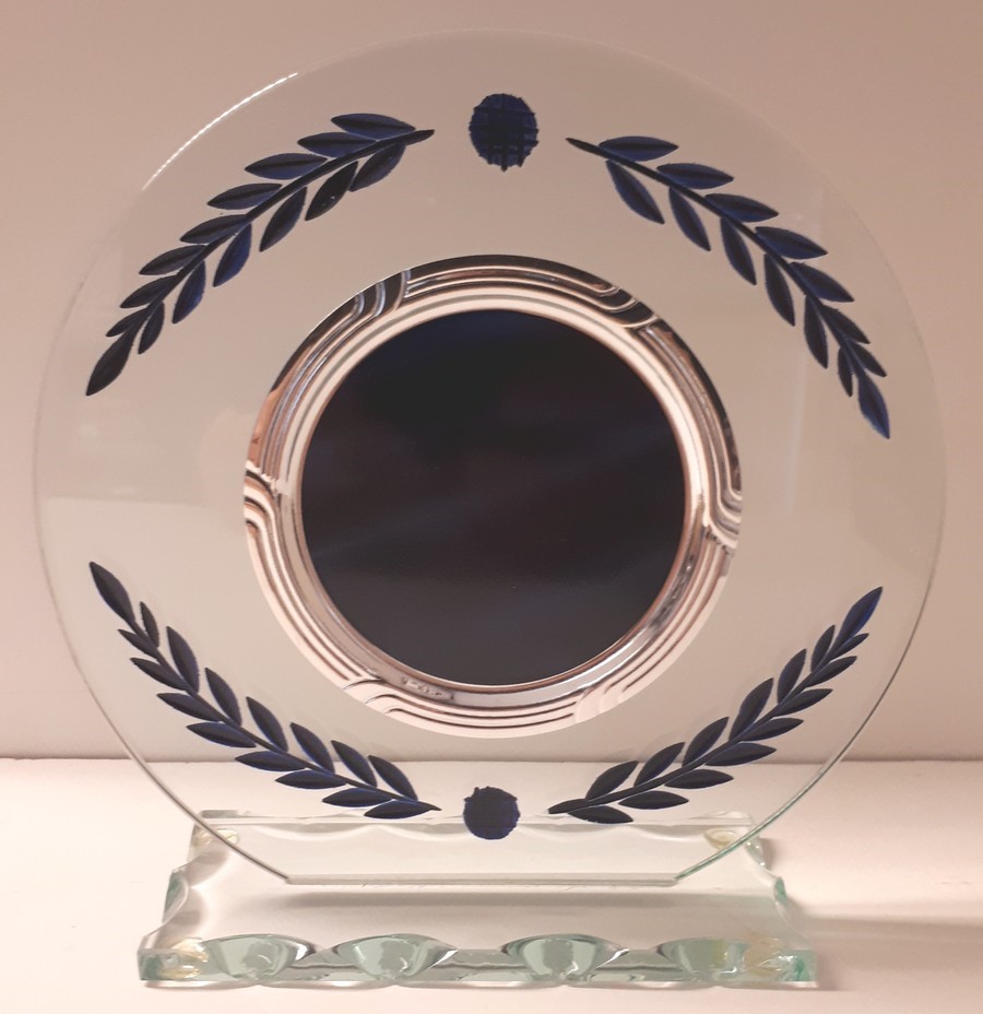 GLU-NE05 Glasstandaard Neutraal Blauw-Zilver LAATSTE OP=OP!!
